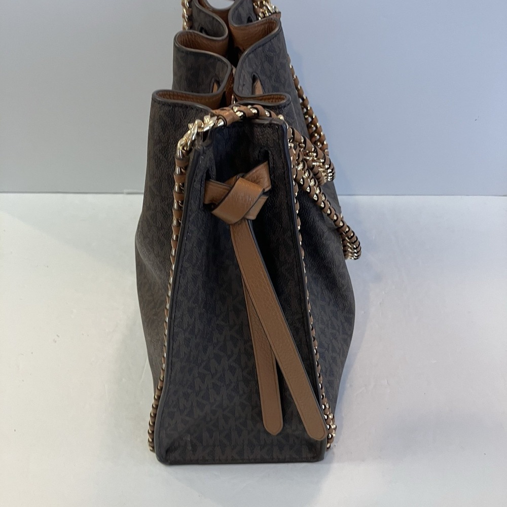 New! Michael Kors Mina Large Signature Logo Chain Shoulder Bag - Picture 9 of 12